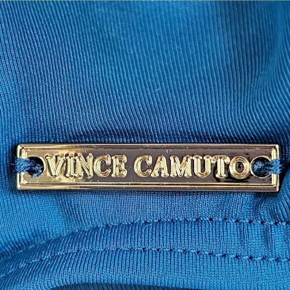 Vince Camuto Azure Blue Asymmetric knotted neck cut out side swimsuit Sz 10 - Picture 7 of 10